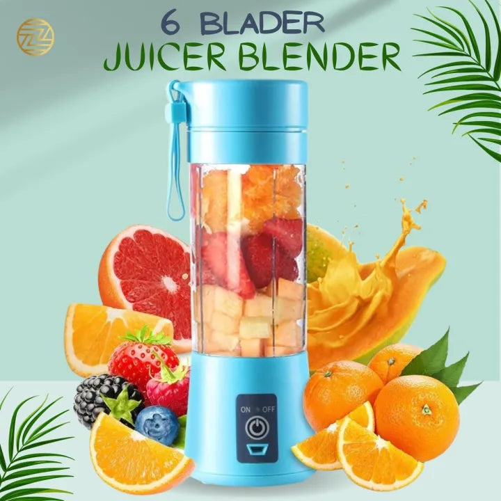 Mini Portable Usb Rechargeable Juicer Blender Mixer 6 Blades 380ml -Electric Blender Single Serve Mini Food Grade Water Bottle Portable Juicer Cup Smoothie Maker and Multipurpose Uses