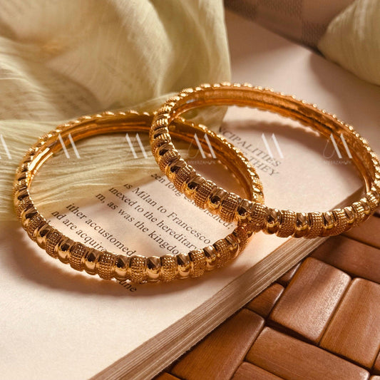 Elegant Design Gold Plated 2pc Bangle Set for Girls/Women