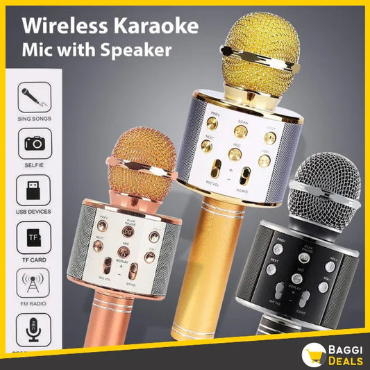 Bluetooth Microphone Wireless Mic / Speaker - Portable Rechargeable for All Smartphones